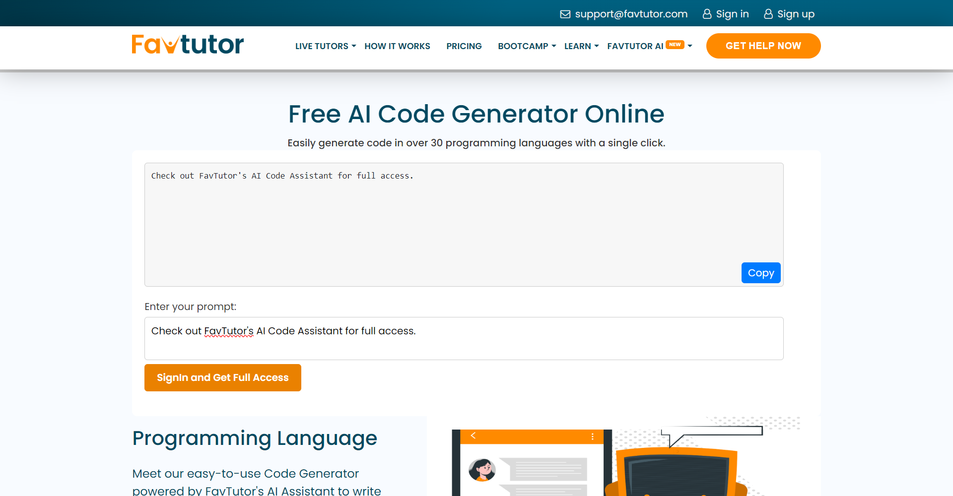 Favtutor AI code generator