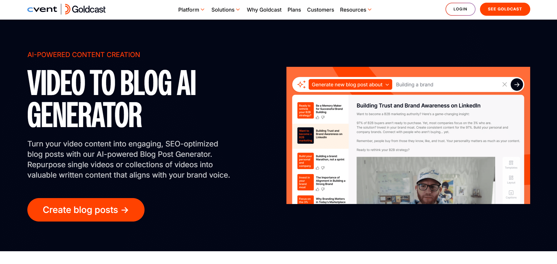 Goldcast - Video to Blog AI Generator