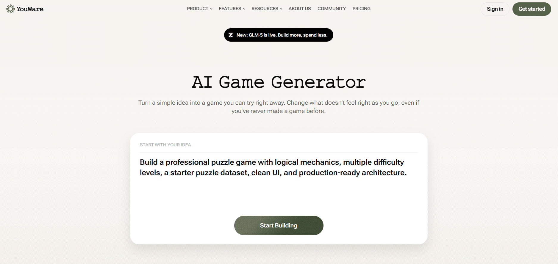 YouWare AI Game Generator