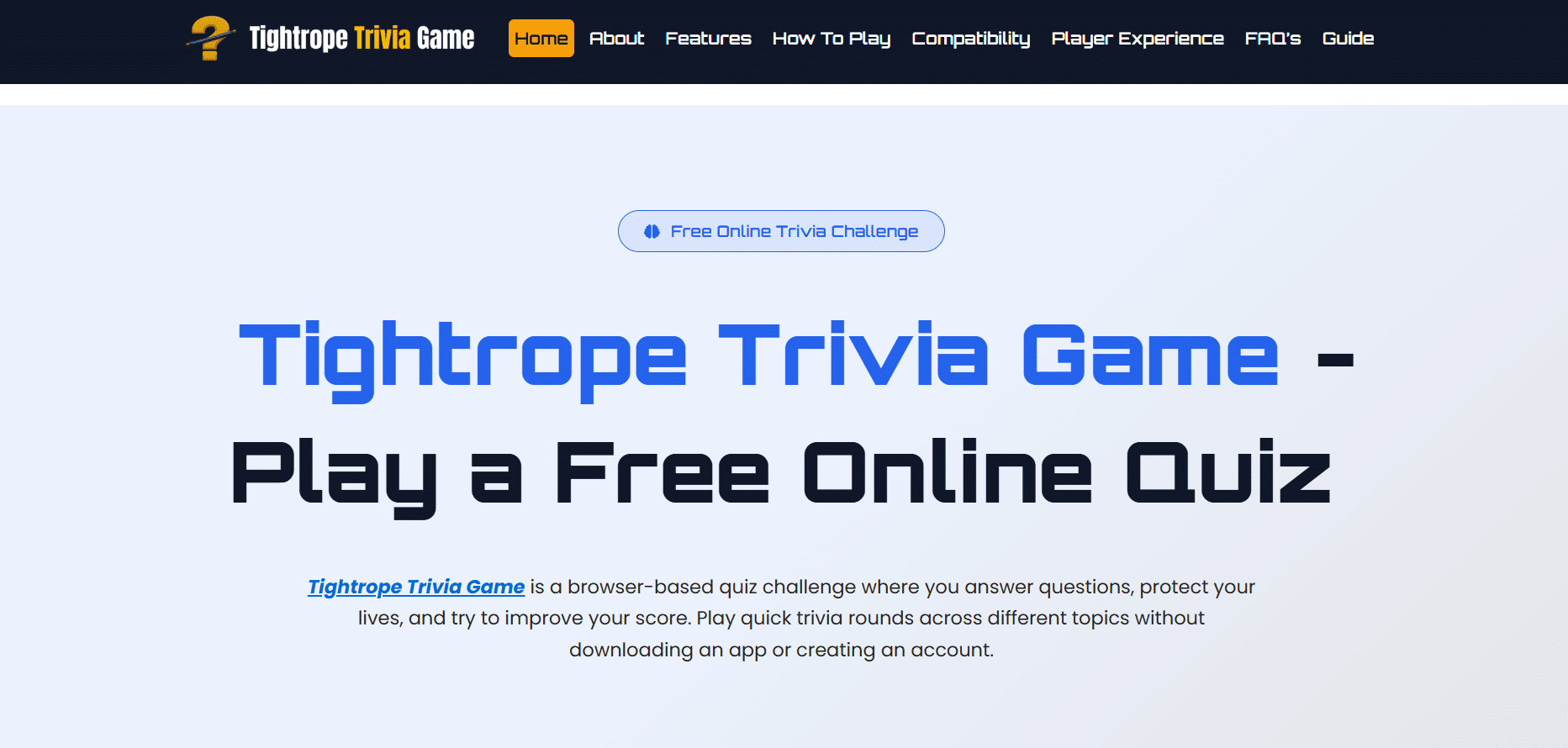 Tightrope Trivia Game